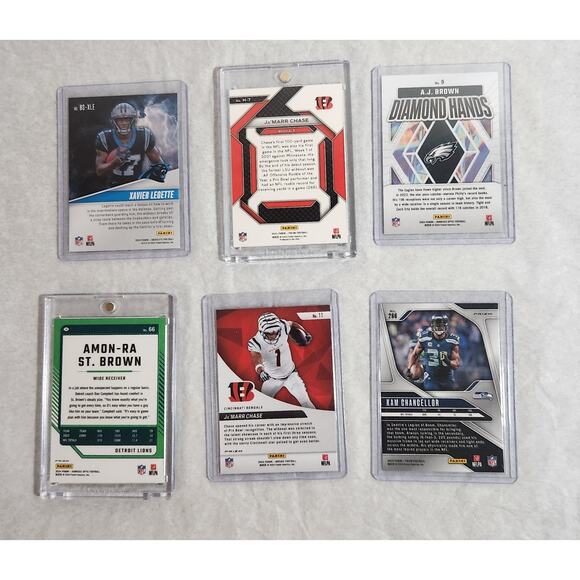 NFL Panini Wide Receiver Lot of 6 Featuring Ja'Marr Chase NM In Protectors - Picture 5 of 5